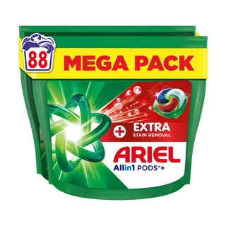 Капсули для прання ARIEL Pods+ All-in-1 Extra Stain Removal Все-в-1, Екстрасила виведення плям, 88 циклів прання, 88 шт